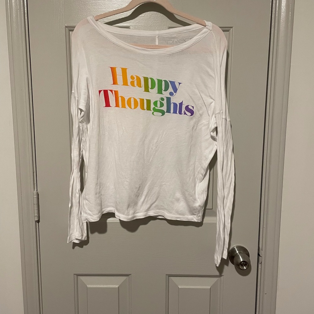 Pink x Dreamr Happy Thoughts Rainbow letter tee